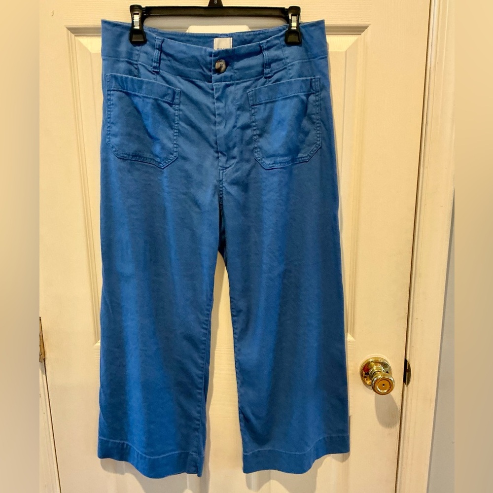Anthropologie Maeve Blue Sea The Colette Crop Wide Leg Pant High Rise WMSZ 31 P - Picture 5 of 15